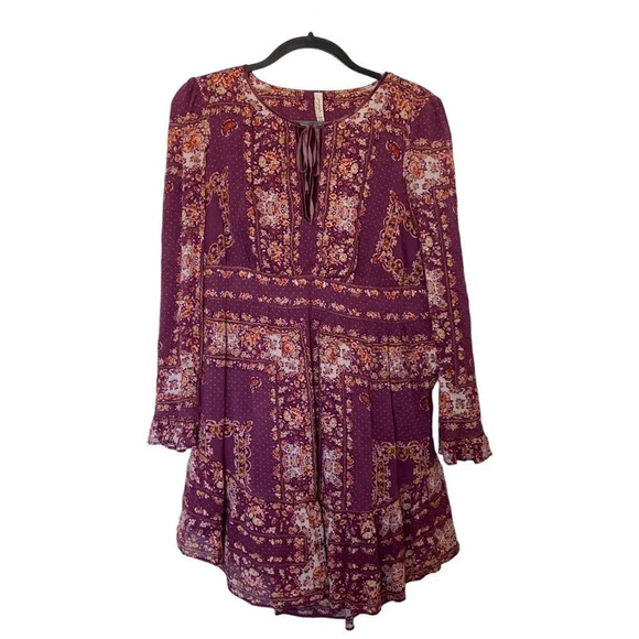 FREE PEOPLE Bridget Dress Size Small Floral Boho Berry - Picture 1 of 6
